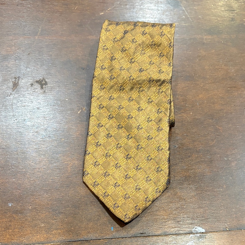 Donna Karan Mustard Checkered Tie